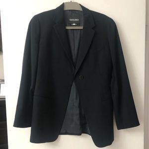 Giorgio Armani Pure New Wool Vintage One Button Blazer Black Size 8